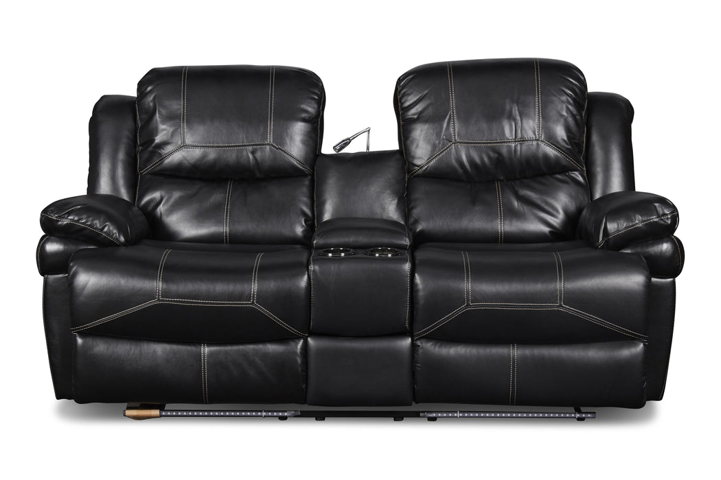 FLYNN CONSOLE LOVESEAT W/READING LIGHT, PWR FR- BLACK