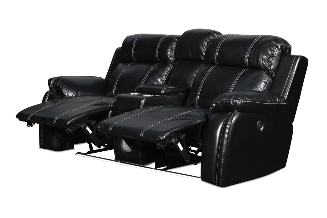 FUSION CONSOLE LOVESEAT W/SPEAKER & PWR FTRST-EBONY