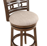 Gia 29" Swivel Barstool-Cherry W/Brown Fabric Seat