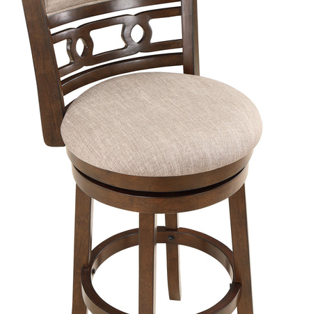 Gia 29" Swivel Barstool-Cherry W/Brown Fabric Seat