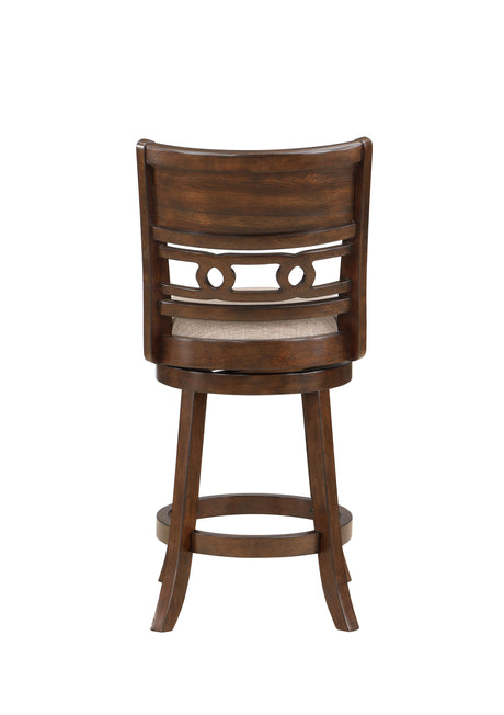 Gia 24" Swivel Counter Stool-Cherry W/Brown Fabric Seat