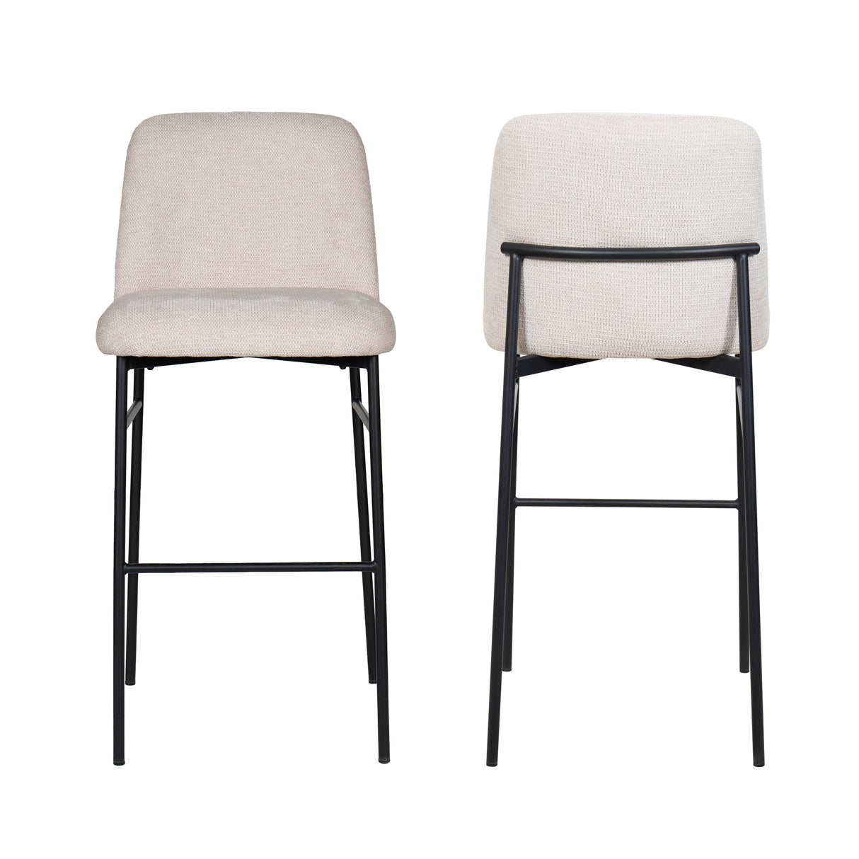 Erik Bar Chair W/ Black Metal Frame- Beige (2 Per Carton)