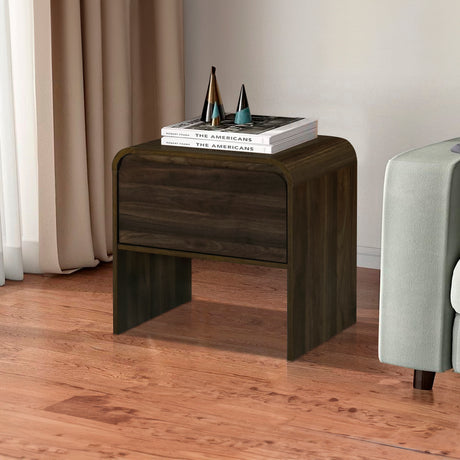 Mara One Drawer End Table / Bedside Table-Walnut