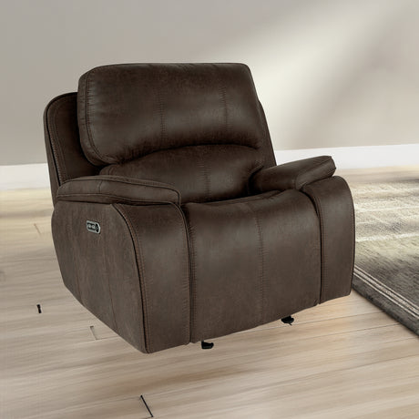 Brookings Glider Recliner W/Pwr Hr & Fr-Brown