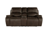 Brookings Console Loveseat W/ Dual Recliners-Brown