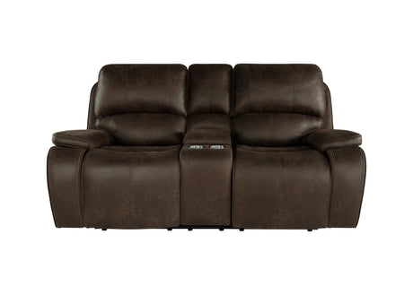 Brookings Console Loveseat W/ Dual Recliners-Brown