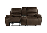 Brookings Console Loveseat W/ Dual Recliners-Brown