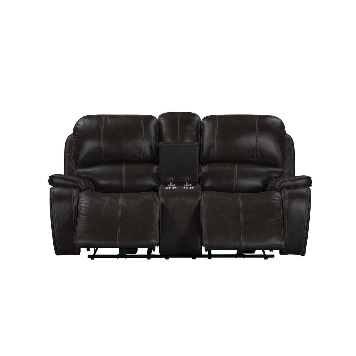 Brookings Console Loveseat W/ Dual Recliners-Charcoal