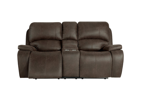 Brookings Console Loveseat W/Pwr Hr & Fr-Brown