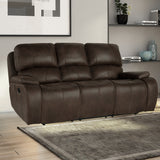 Brookings Sofa W/Dual Recliner-Brown