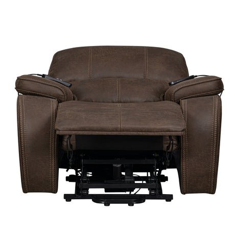 Brookings Power Lift Recliner W/ Heat & Massage-Brown
