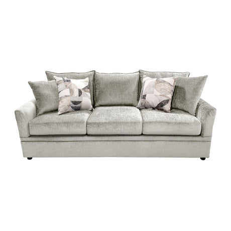 Sylvie Sofa W/4 Accent Pillows-Lush Silver Gray