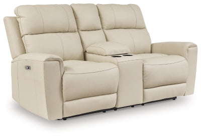 Dahlmoore Power Reclining Loveseat with Console - galleria furniture outlet