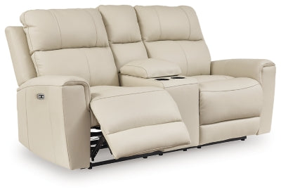 Dahlmoore Power Reclining Loveseat with Console - galleria furniture outlet