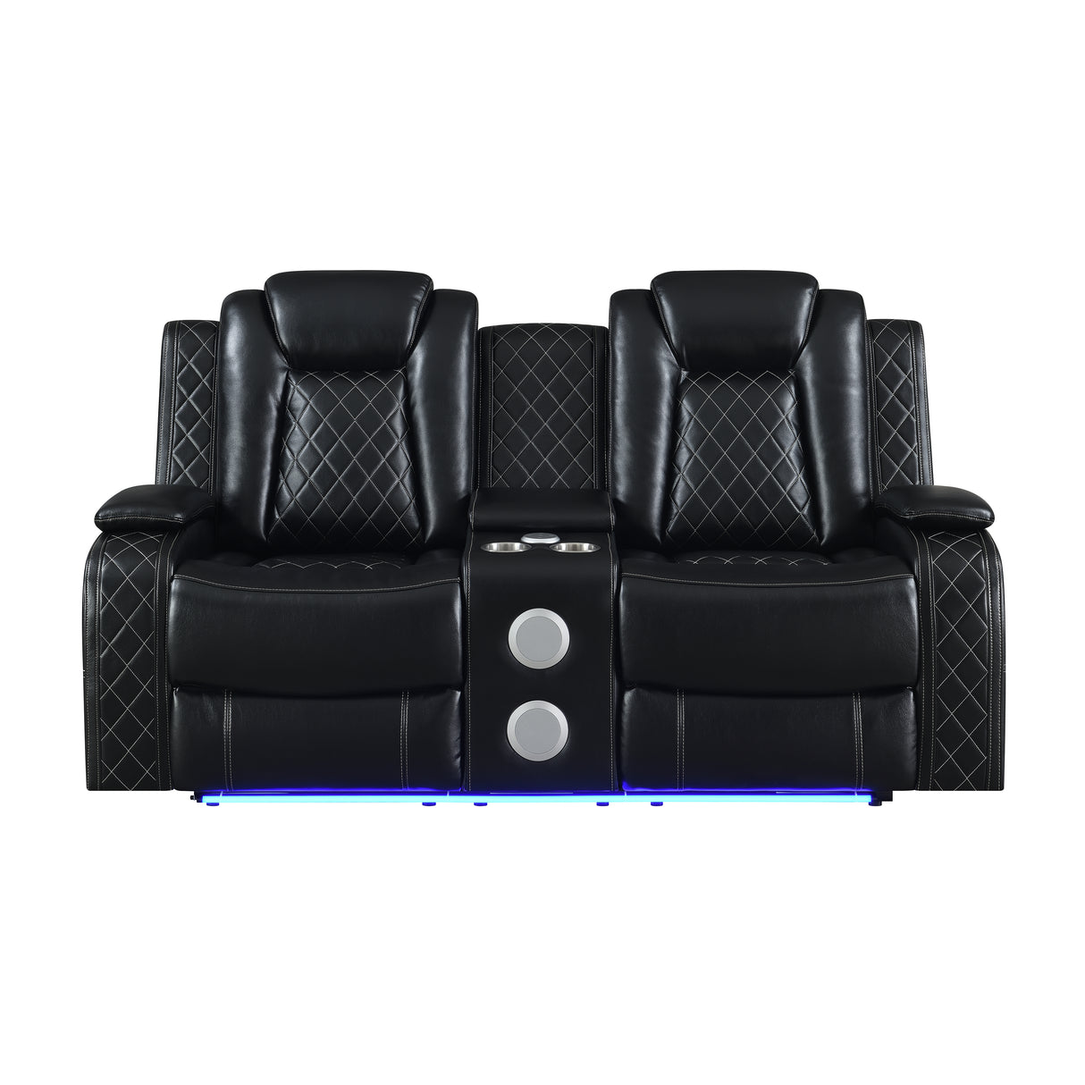 Orion Ii Console Loveseat W/ Dual Recliners-Black