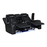 Orion Ii Console Loveseat W/ Dual Recliners-Black