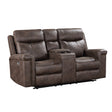 Quade Console Loveseat W/ Pwr Fr-Mocha