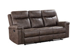 Quade Sofa W/Dual Recliner-Mocha