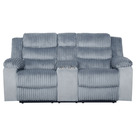 Willow Console Loveseat W/ Dual Recliners-Gray