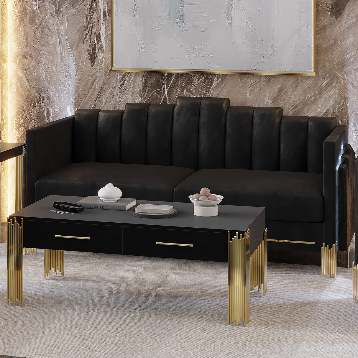 Empire Lighted Sofa-Black