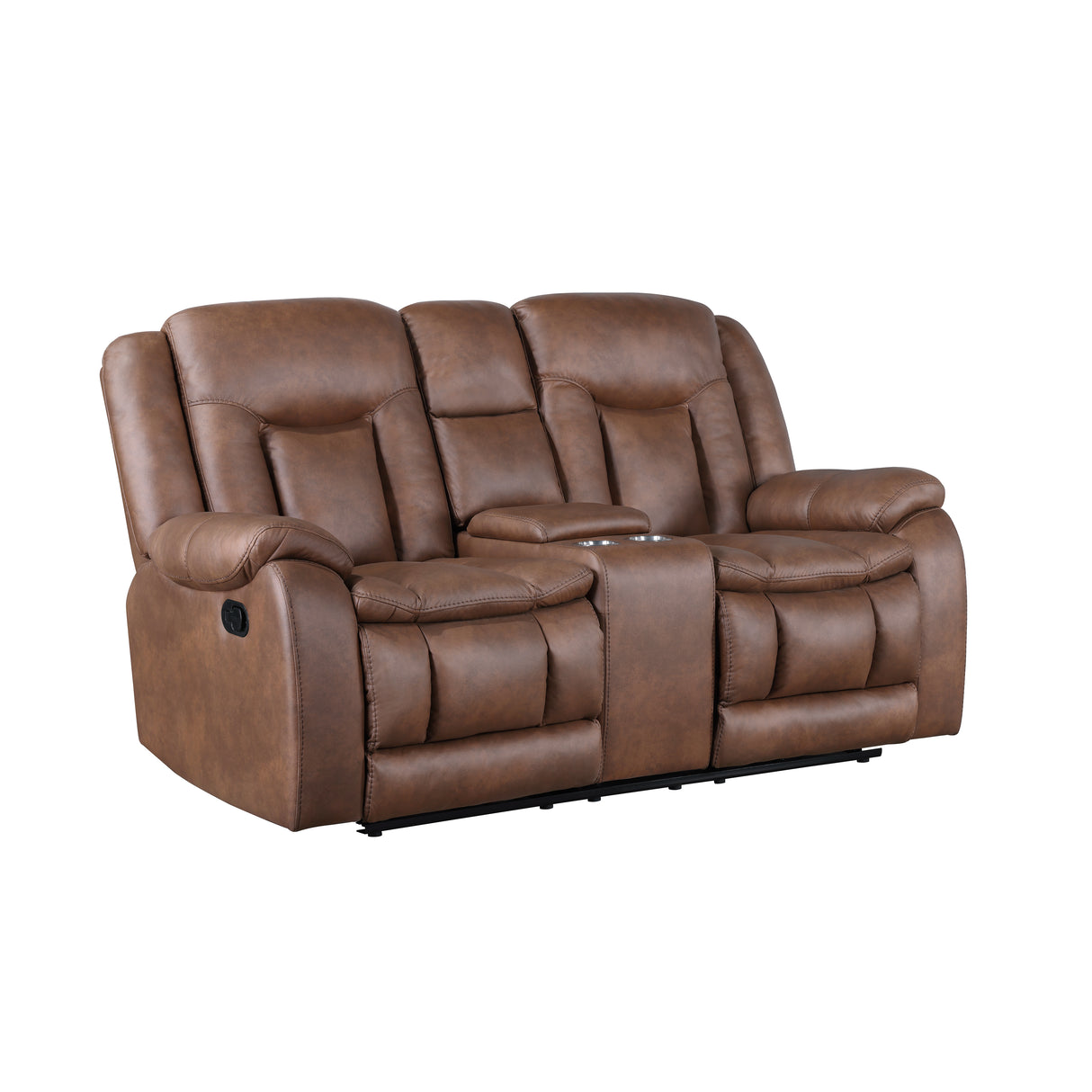 Morello Console Loveseat W/ Dual Recliners-Brown