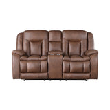 Morello Console Loveseat W/ Dual Recliners-Brown