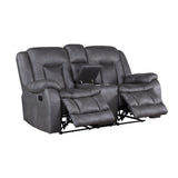 Morello Console Loveseat W/ Dual Recliners-Gray