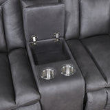 Morello Console Loveseat W/ Dual Recliners-Gray