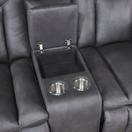 Morello Console Loveseat W/ Dual Recliners-Gray