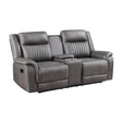 Enzo Console Loveseat W/ Dual Recliners--Gray