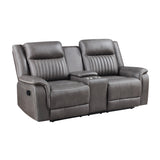 Enzo Console Loveseat W/ Dual Recliners--Gray