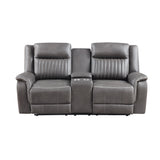 Enzo Console Loveseat W/ Dual Recliners--Gray