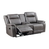 Enzo Console Loveseat W/ Dual Recliners--Gray