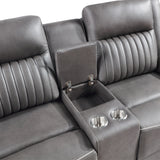 Enzo Console Loveseat W/ Dual Recliners--Gray