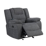 Redondo Glider Recliner W/Heat And Massage-Dk Gray