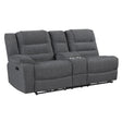 Redondo Laf Console Loveseat W/ 2 Recliners-Dk Gray