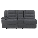 Redondo Laf Console Loveseat W/ 2 Recliners-Dk Gray