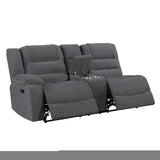Redondo Laf Console Loveseat W/ 2 Recliners-Dk Gray