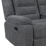 Redondo Laf Console Loveseat W/ 2 Recliners-Dk Gray