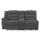 Redondo Laf Console Loveseat W/ 2 Recliners Pwr Fr-Dk Gray