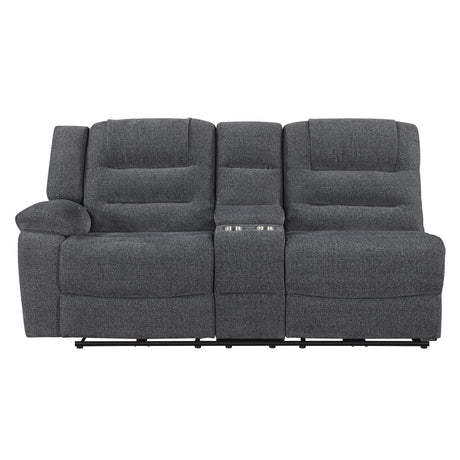 Redondo Laf Console Loveseat W/ 2 Recliners Pwr Fr-Dk Gray