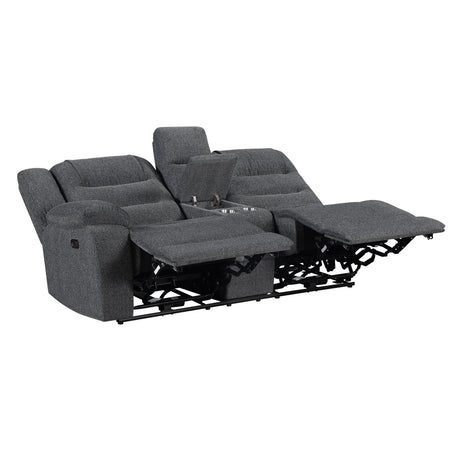 Redondo Laf Console Loveseat W/ 2 Recliners Pwr Fr-Dk Gray