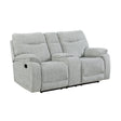 Chablis Reclining Console Loveseat-Mist Gray
