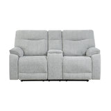 Chablis Reclining Console Loveseat-Mist Gray