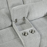 Chablis Reclining Console Loveseat-Mist Gray