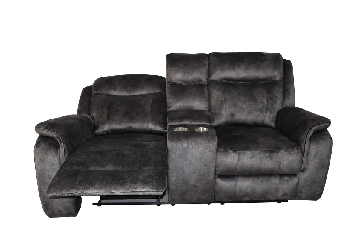Park City Console Loveseat W/ Dual Recliners-Slate