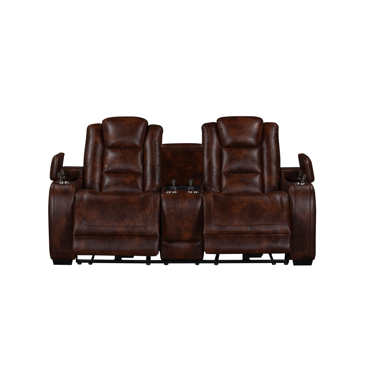 Chester Reclining Console Loveseat-Brown