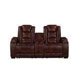Chester Reclining Console Loveseat W/Pwr Hr & Fr-Brown