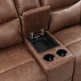 Ryland Console Loveseat W/ Dual Recliners--Brown