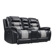 Nikko Console Loveseat W/ Dual Recliners-Black/Gray